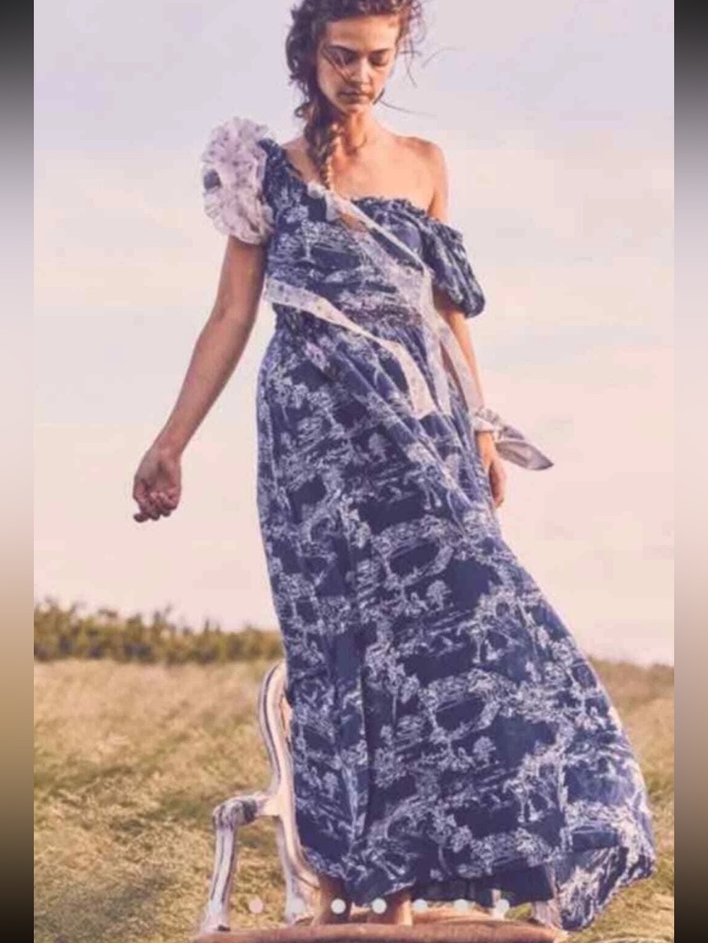 LoveShackFancy Bridget Frayed Maxi Dress Size 8 Puff Sleeve Cottagecore Romantic - Picture 3 of 12